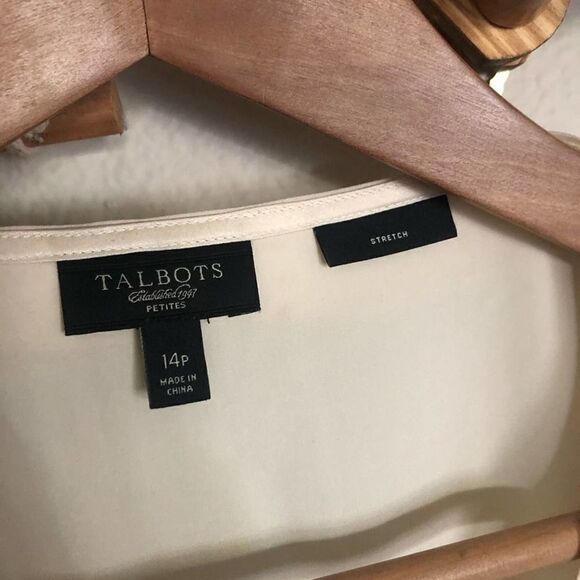 Talbots Cream Ruffle Sleeveless Silk Blouse 14P - Picture 6 of 7